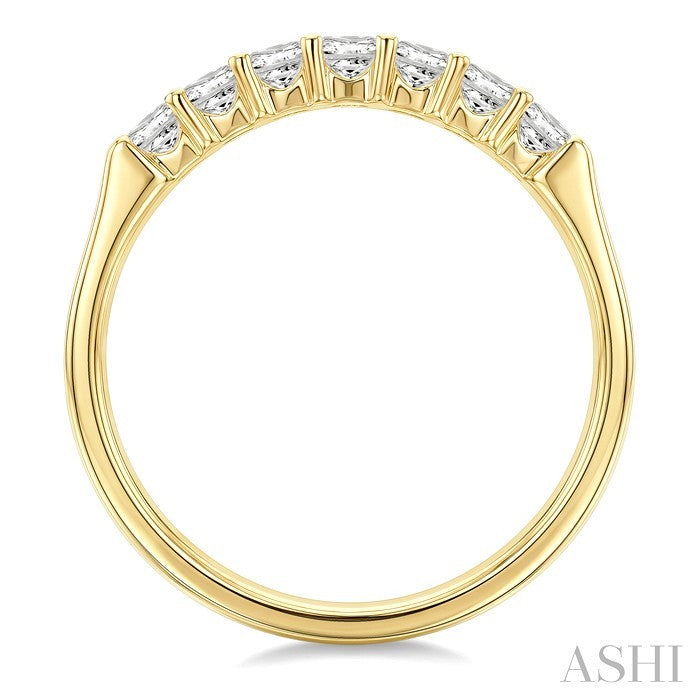 1/2 Ctw 7 Stone Princess Cut Diamond Wedding Band in 14K Yellow Gold