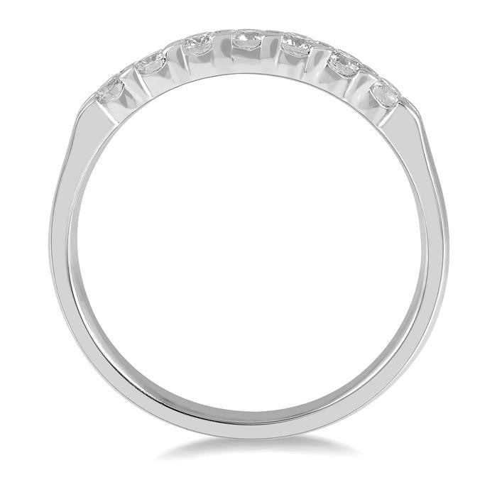 1/3 Ctw 7 Stone Round Cut Diamond Wedding Band in 14K White Gold