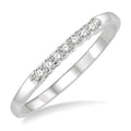 1/10 Ctw 7 Stone Round Cut Diamond Wedding Band in 14K White Gold
