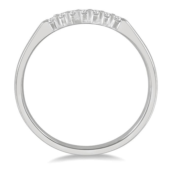 1/10 Ctw 7 Stone Round Cut Diamond Wedding Band in 14K White Gold
