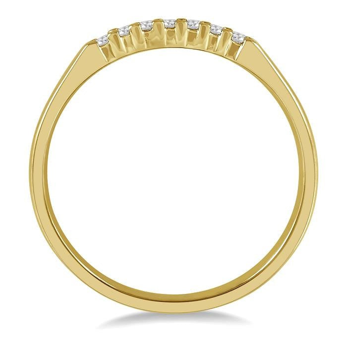 1/10 Ctw 7 Stone Round Cut Diamond Wedding Band in 14K Yellow Gold
