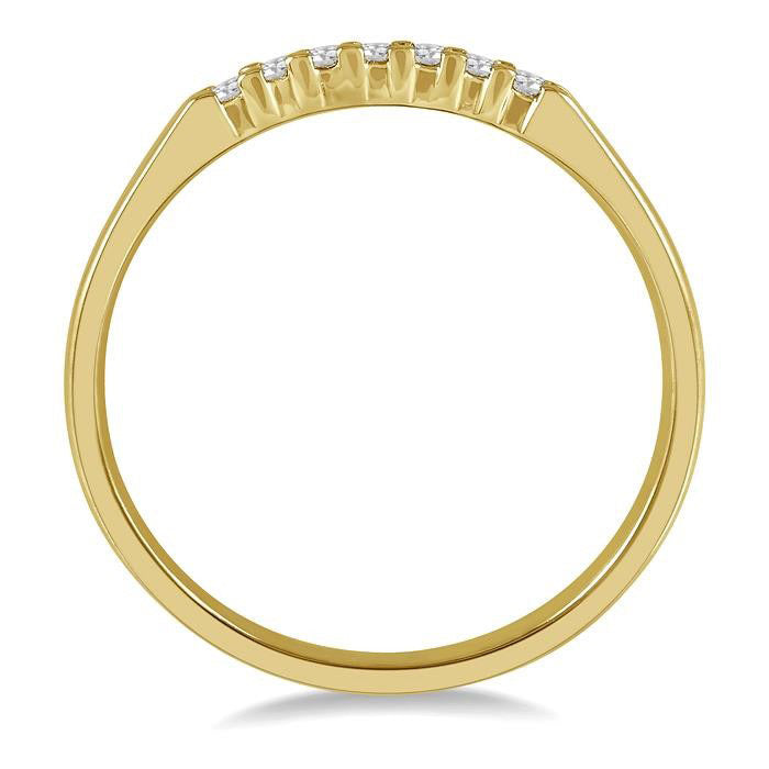 1/10 Ctw 7 Stone Round Cut Diamond Wedding Band in 14K Yellow Gold
