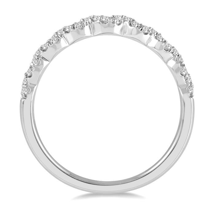 1/4 Ctw Entwined Open Center Round Cut Diamond Stackable Twist Band in 14K White Gold