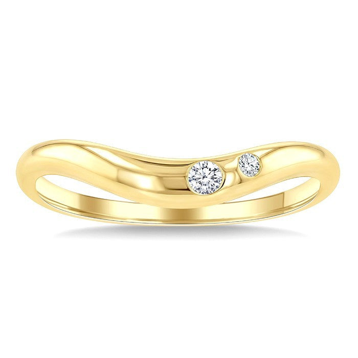 1/20 Ctw Wave Round Cut Diamond Flush Set Fashion Band in 10K Yellow Gold