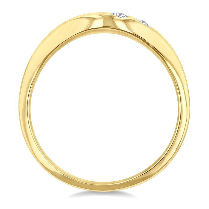 1/20 Ctw Wave Round Cut Diamond Flush Set Fashion Band in 10K Yellow Gold