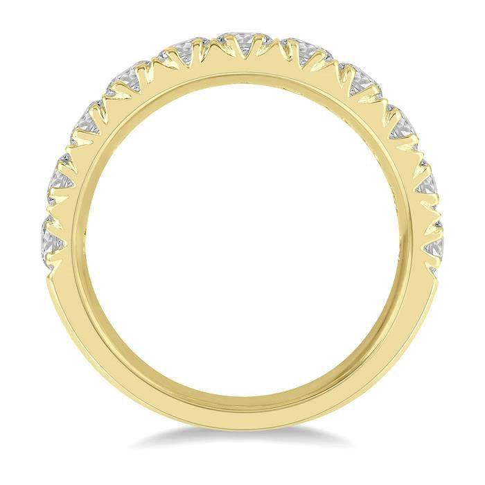 2 Ctw 11 Stone Round Cut Diamond Wedding Band in 14K Yellow Gold