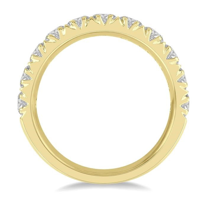 2 Ctw 11 Stone Round Cut Diamond Wedding Band in 14K Yellow Gold