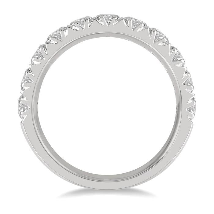 2 Ctw 11 Stone Round Cut Diamond Wedding Band in 14K White Gold