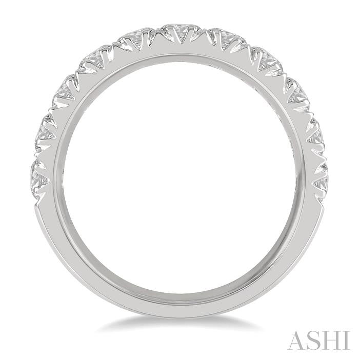 2 Ctw 11 Stone Round Cut Diamond Wedding Band in 14K White Gold