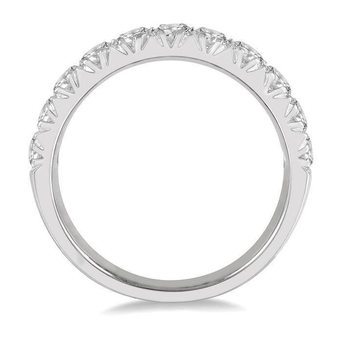 1 Ctw 11 Stone Round Cut Diamond Wedding Band in 14K White Gold