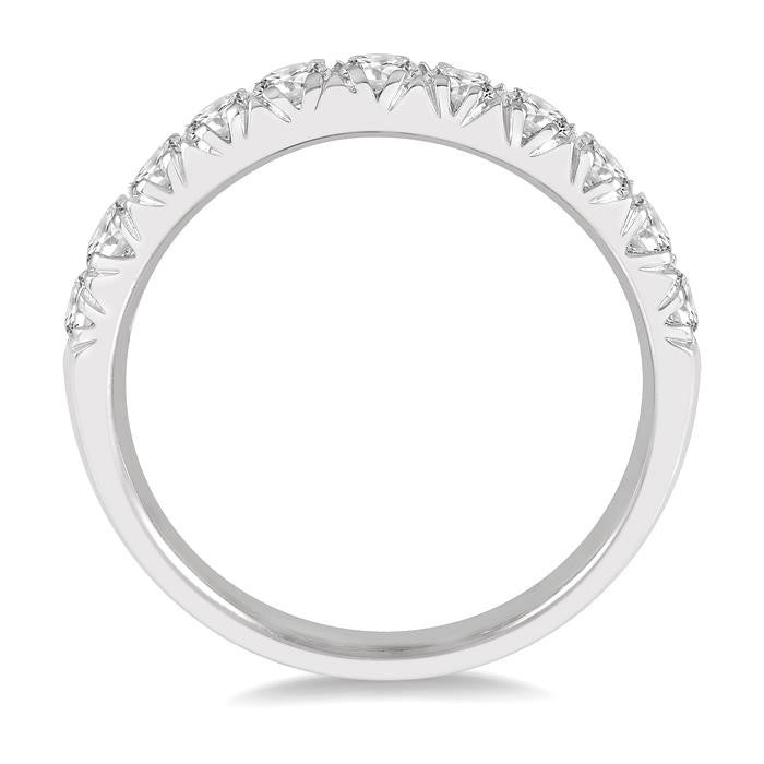 3/4 Ctw 11 Stone Round Cut Diamond Wedding Band in 14K White Gold
