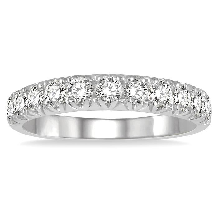 3/4 Ctw 11 Stone Round Cut Diamond Wedding Band in 14K White Gold