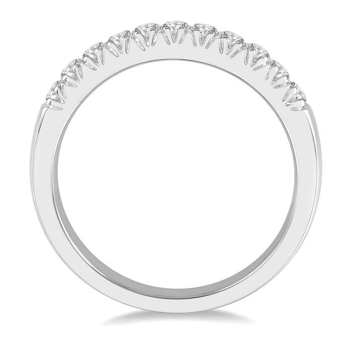 1/3 Ctw 11 Stone Round Cut Diamond Wedding Band in 14K White Gold