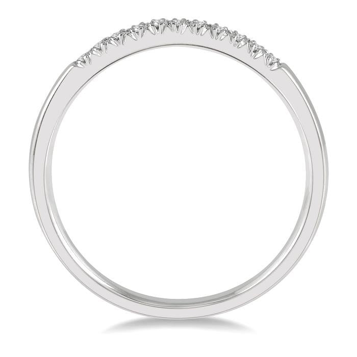 1/10 Ctw 11 Stone Round Cut Diamond Wedding Band in 14K White Gold