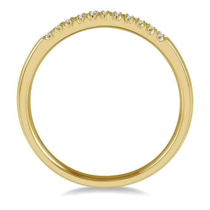 1/10 Ctw 11 Stone Round Cut Diamond Wedding Band in 14K Yellow Gold