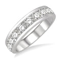 1 1/2 Ctw Channel Set 11 Stone Round Cut Diamond Wedding Band in 14K White Gold
