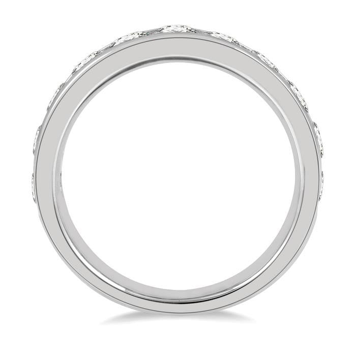 1 1/2 Ctw Channel Set 11 Stone Round Cut Diamond Wedding Band in 14K White Gold