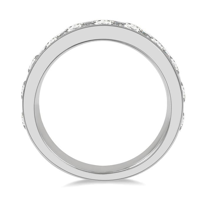 2 Ctw Channel Set 11 Stone Round Cut Diamond Wedding Band in 14K White Gold