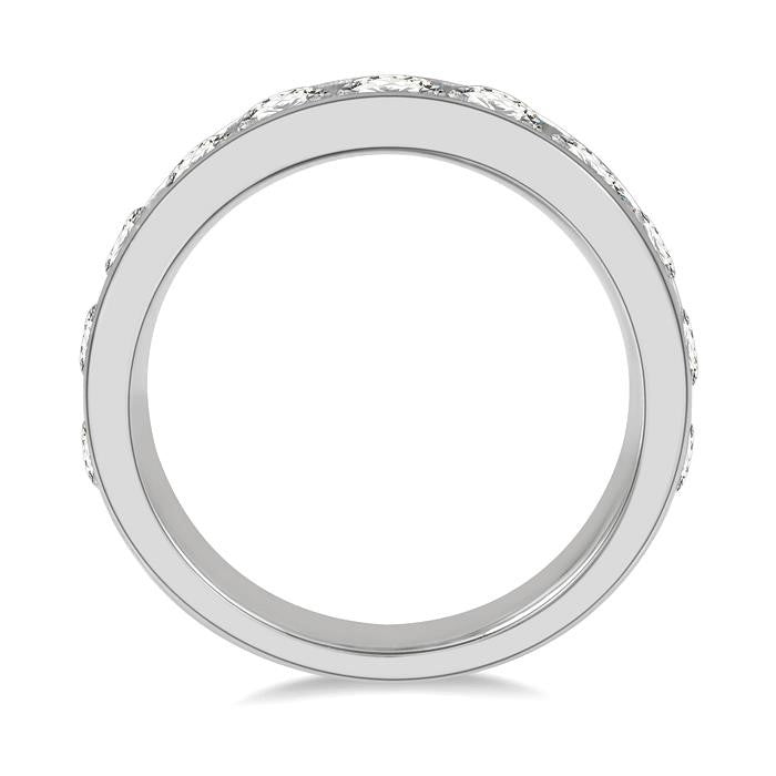 2 Ctw Channel Set 11 Stone Round Cut Diamond Wedding Band in 14K White Gold