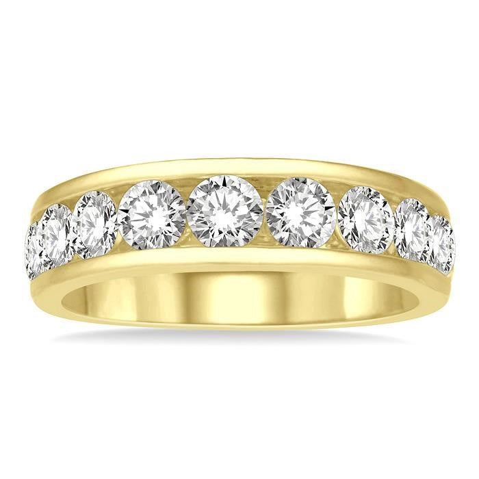 2 Ctw Channel Set 11 Stone Round Cut Diamond Wedding Band in 14K Yellow Gold