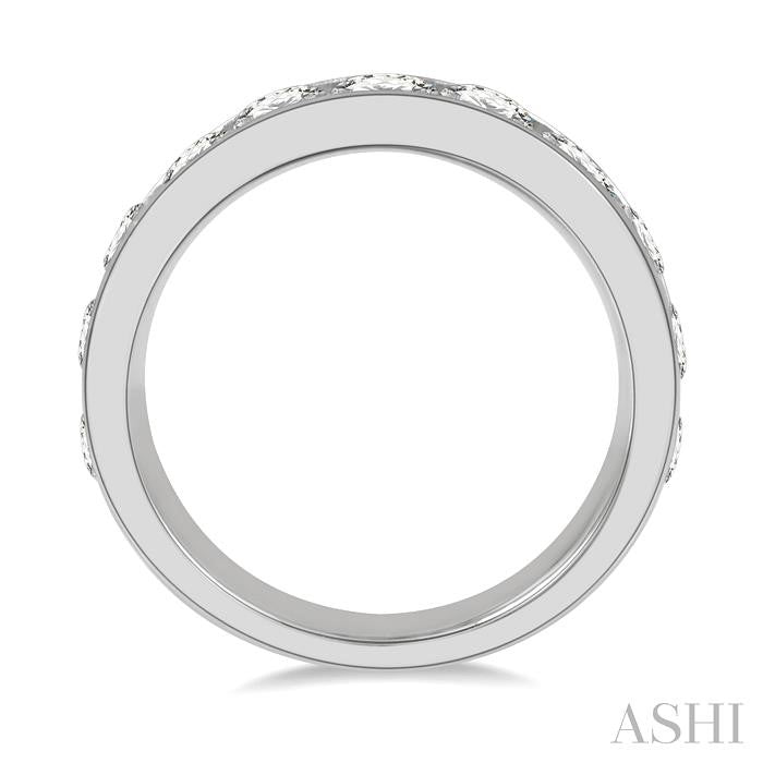 2 Ctw Channel Set 11 Stone Round Cut Diamond Wedding Band in 14K White Gold