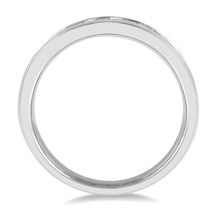 1 Ctw Channel Set 11 Stone Round Cut Diamond Wedding Band in 14K White Gold
