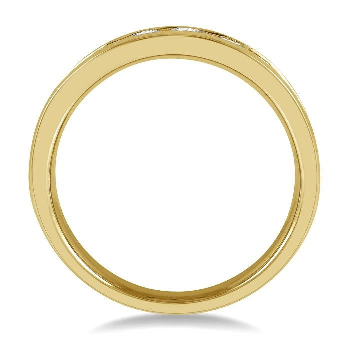 1 Ctw Channel Set 11 Stone Round Cut Diamond Wedding Band in 14K Yellow Gold