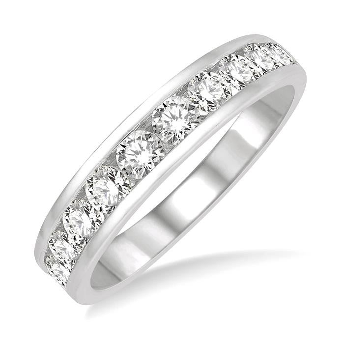 1 Ctw Channel Set 11 Stone Round Cut Diamond Wedding Band in Platinum