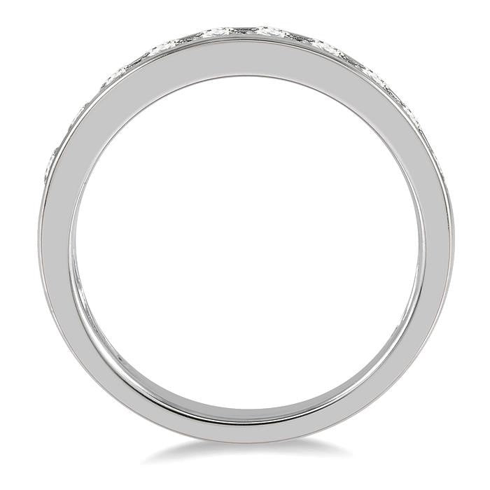 3/4 Ctw Channel Set 11 Stone Round Cut Diamond Wedding Band in 14K White Gold