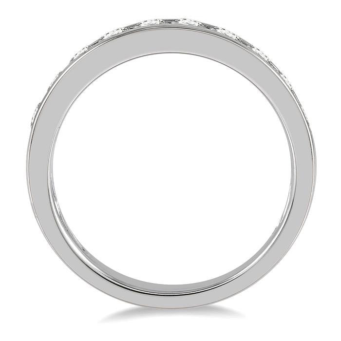 3/4 Ctw Channel Set 11 Stone Round Cut Diamond Wedding Band in 14K White Gold