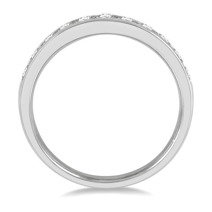 1/2 Ctw Channel Set 11 Stone Round Cut Diamond Wedding Band in 14K White Gold