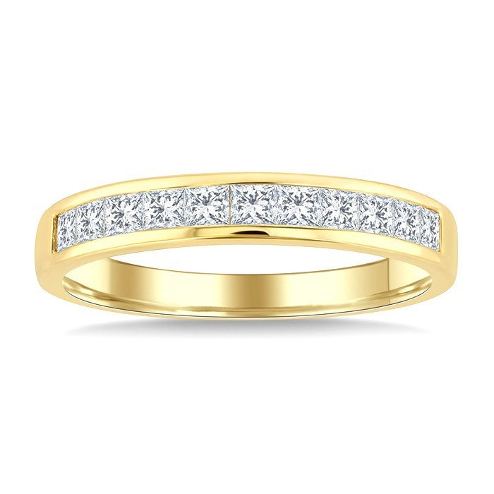 1/2 Ctw 11-Stone Princess Cut Diamond Wedding Band in 14K Yellow Gold