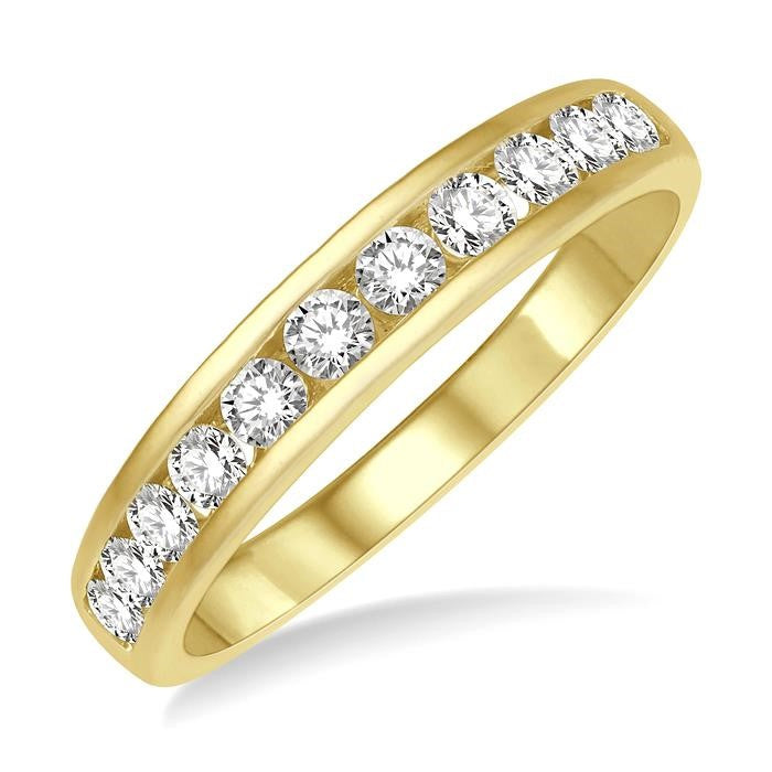 1/2 Ctw Channel Set 11 Stone Round Cut Diamond Wedding Band in 14K Yellow Gold