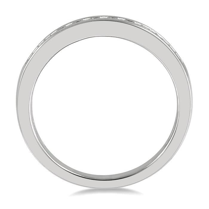 1/3 Ctw Channel Set 11 Stone Round Cut Diamond Wedding Band in 14K White Gold