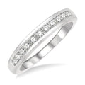 1/3 Ctw Channel Set 11 Stone Round Cut Diamond Wedding Band in 14K White Gold