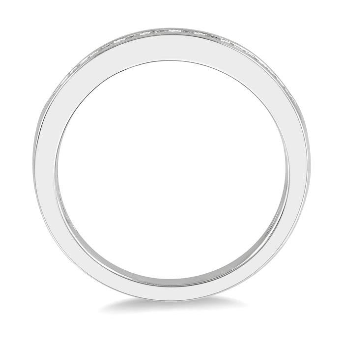 1/3 Ctw Channel Set 11 Stone Round Cut Diamond Wedding Band in 14K White Gold