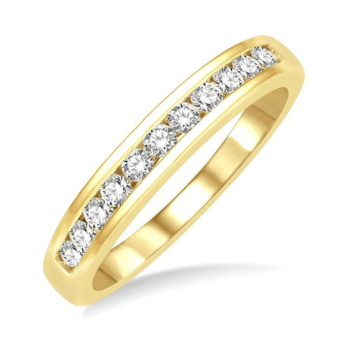 1/3 Ctw Channel Set 11 Stone Round Cut Diamond Wedding Band in 14K Yellow Gold