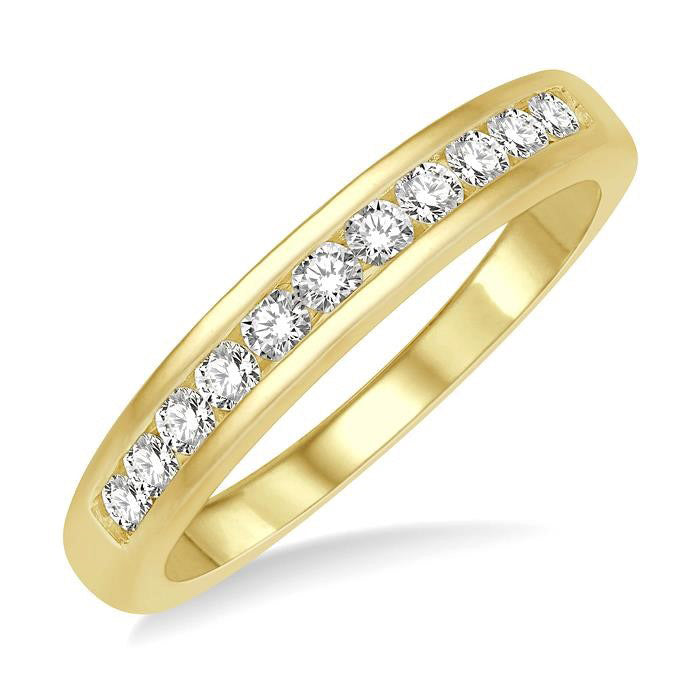 1/3 Ctw Channel Set 11 Stone Round Cut Diamond Wedding Band in 14K Yellow Gold