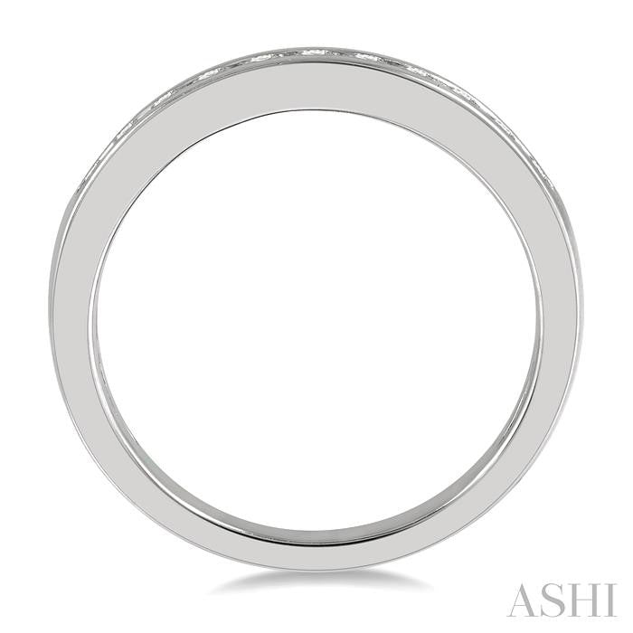 1/3 Ctw Channel Set 11 Stone Round Cut Diamond Wedding Band in 14K White Gold