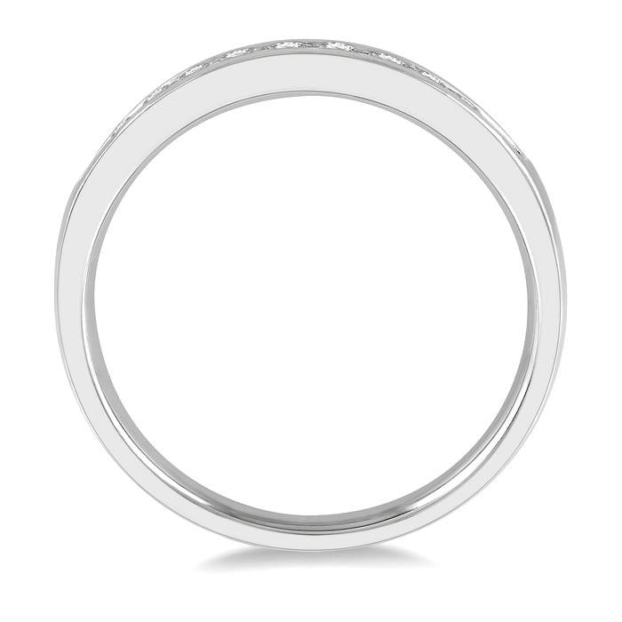 1/4 Ctw Channel Set 11 Stone Round Cut Diamond Wedding Band in 14K White Gold