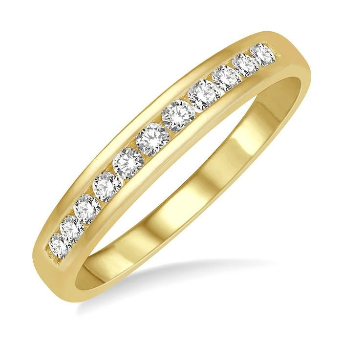 1/4 Ctw Channel Set 11 Stone Round Cut Diamond Wedding Band in 14K Yellow Gold