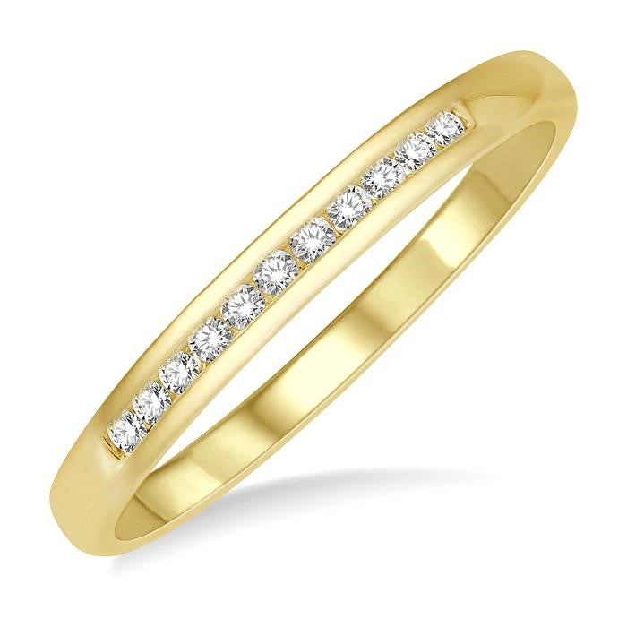 1/10 Ctw Channel Set 11 Stone Round Cut Diamond Wedding Band in 14K Yellow Gold