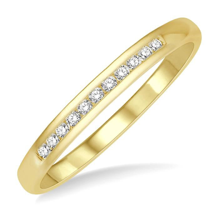 1/10 Ctw Channel Set 11 Stone Round Cut Diamond Wedding Band in 14K Yellow Gold