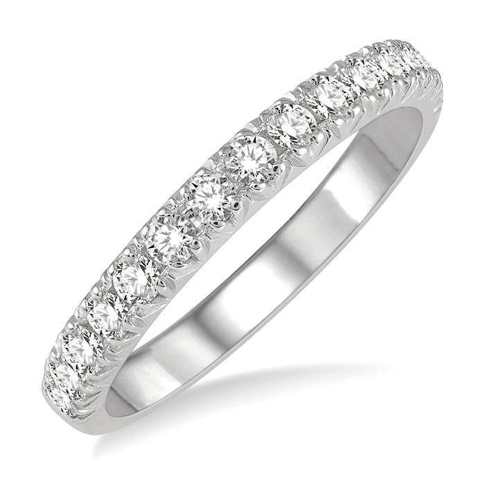 1/2 Ctw 15Stones Round Cut Diamond Wedding Band in 14K White Gold