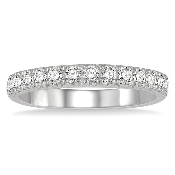 1/2 Ctw 15Stones Round Cut Diamond Wedding Band in 14K White Gold
