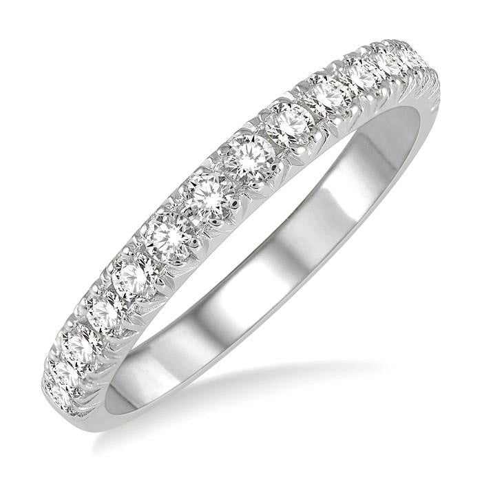 1/2 Ctw 15 Stones Round Cut Diamond Wedding Band in 14K White Gold
