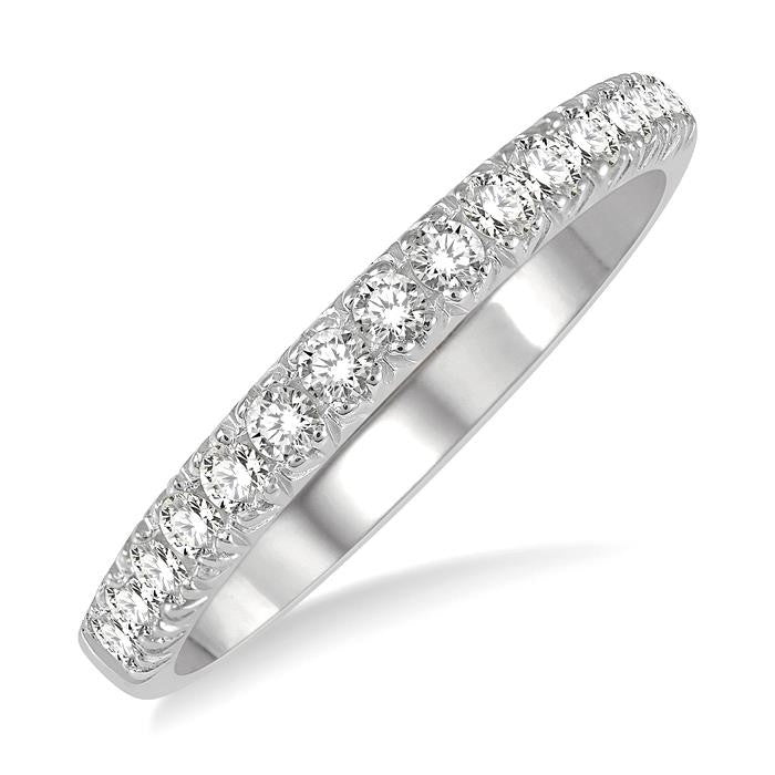 1/3 Ctw 15Stones Round Cut Diamond Wedding Band in 14K White Gold