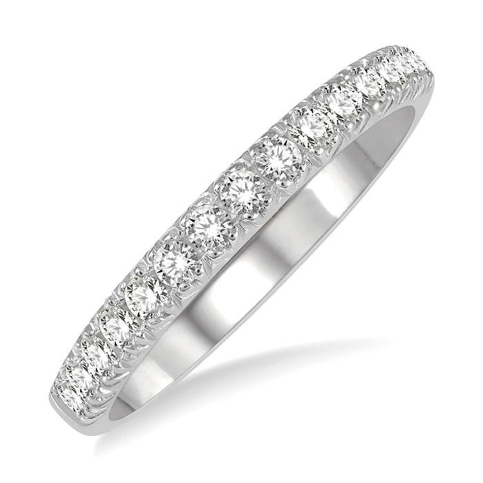 1/3 Ctw 15 Stones Round Cut Diamond Wedding Band in 14K White Gold