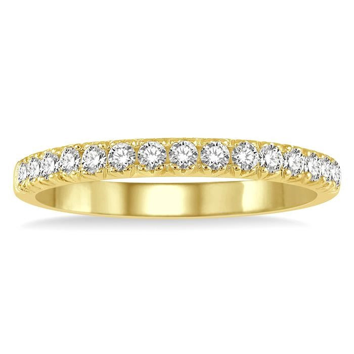 1/3 Ctw 15Stones Round Cut Diamond Wedding Band in 14K Yellow Gold