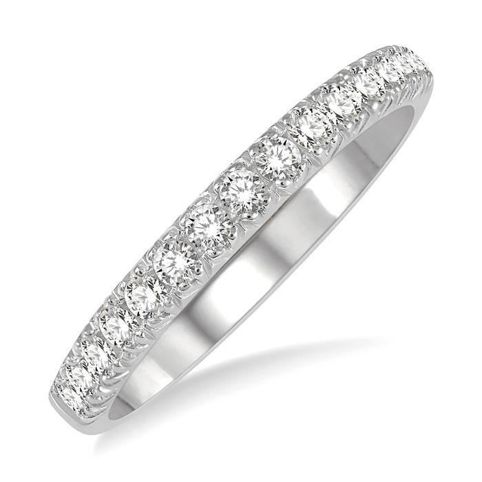 1/3 Ctw 15Stones Round Cut Diamond Wedding Band in 14K White Gold